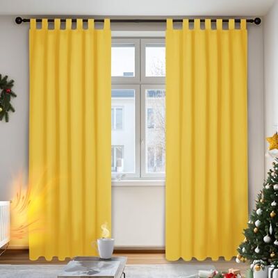 Deconovo Zestaw 2 zasłon zaciemniających dla dzieci, chłopców, z izolacją termiczną, z nogami 140 x 210 cm, żółtych musztardowych, 2 sztuki Deconovo Zestaw 2 zasłon zaciemniających dla dzieci, chłopców, z izolacją termiczną, z nogami 140 x 210 cm, żółtych musztardowych, 2 sztuki
