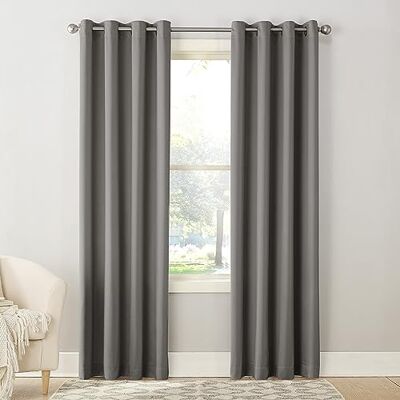 Sun Zero Barrow 2-pak solidne, energooszczędne przelotki, zasłona panelowa para, 137 cm x 274 cm, stal Sun Zero Barrow 2-pak solidne, energooszczędne przelotki, zasłona panelowa para, 137 cm x 274 cm, stal