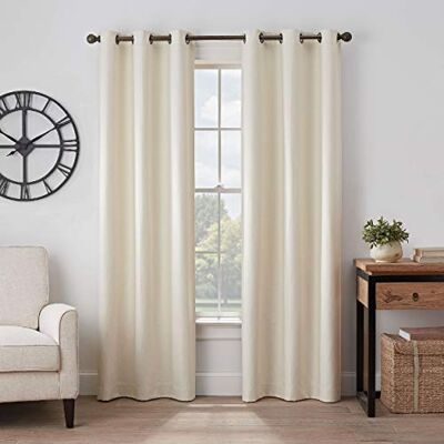 Eclipse Gabriella Grommet Top Curtains for Bedroom, Single Panel, 40" x 84", Ivory Eclipse Gabriella Grommet Top Curtains for Bedroom, Single Panel, 40" x 84", Ivory
