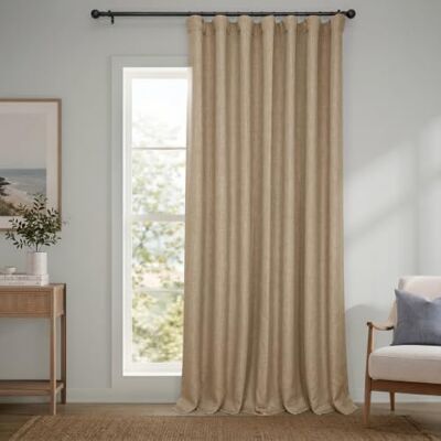 HPD Half Price Drapes Zasłony zaciemniające z teksturą lnu, sztuczny len, do sypialni, dł. 244 cm, (1 panel), do salonu, dekoracja domu, 254 x 244 cm (szer. x dł.), brązowe (Nomad Tan) HPD Half Price Drapes Zasłony zaciemniające z teksturą lnu, sztuczny len, do sypialni, dł. 244 cm, (1 panel), do salonu, dekoracja domu, 254 x 244 cm (szer. x dł.), brązowe (Nomad Tan)