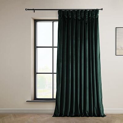 HPD Half Price Drapes Heritage Pluszowe aksamitne zasłony, zaciemniające, do sypialni i salonu, 254 x 244 cm (szer. x dł.), 1 panel, kolor zielony (Forestry Green) HPD Half Price Drapes Heritage Pluszowe aksamitne zasłony, zaciemniające, do sypialni i salonu, 254 x 244 cm (szer. x dł.), 1 panel, kolor zielony (Forestry Green)