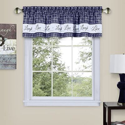 ACHIM Home Furnishings Home Imports Live, Love, Laugh zasłona okienna, 127 x 35 cm, granatowa ACHIM Home Furnishings Home Imports Live, Love, Laugh zasłona okienna, 127 x 35 cm, granatowa