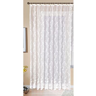 Gardinenbox Firanka Store żakardowa Mainz wys. x szer. 245 x 300 cm taśma marszcząca taśma uniwersalna biała wzór kwiatowy przezroczysta zasłona do salonu, 13144 Gardinenbox Firanka Store żakardowa Mainz wys. x szer. 245 x 300 cm taśma marszcząca taśma uniwersalna biała wzór kwiatowy przezroczysta zasłona do salonu, 13144