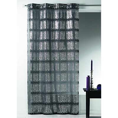 Homemaison Home Maison HM6985299 Zasłona z nadrukowanym srebrnym wzorem Poliester Czarny 130 x 240 cm Homemaison Home Maison HM6985299 Zasłona z nadrukowanym srebrnym wzorem Poliester Czarny 130 x 240 cm