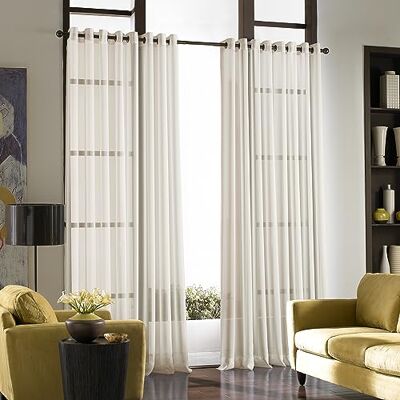 Curtainworks Soho Sheer Voile Panel z przelotkami, zasłona z przelotkami, 150 x 274 cm, ostryga Curtainworks Soho Sheer Voile Panel z przelotkami, zasłona z przelotkami, 150 x 274 cm, ostryga