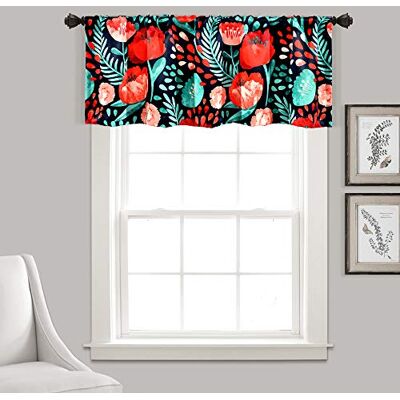 Lush Decor Makowa zasłona okienna z filtrem światła ogrodowego, falbana 45 cm dł. x 132 cm, granatowa Lush Decor Makowa zasłona okienna z filtrem światła ogrodowego, falbana 45 cm dł. x 132 cm, granatowa