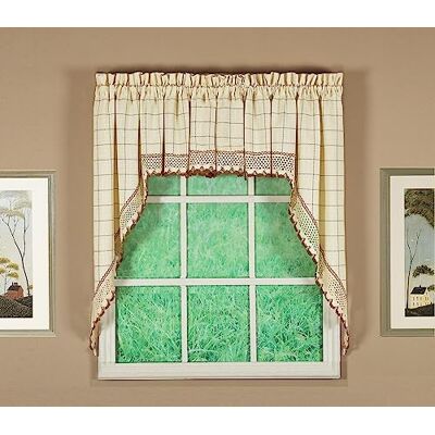 Today's Curtain Adirondack 2-tonowy szydełkowany łup 96 cm, ecru/tost, 60 W x 38 L Today's Curtain Adirondack 2-tonowy szydełkowany łup 96 cm, ecru/tost, 60 W x 38 L