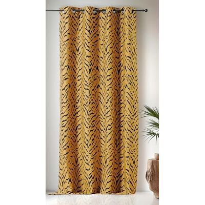 LINDER Zasłona tkana i barwiona we Francji Zasłona w stylu tygrysa Wykończenie z oczkami z lufy karabinowej Kolor sawanny żółty i czarny Wymiary 140 x 240 cm Kolekcja Zulu LINDER Zasłona tkana i barwiona we Francji Zasłona w stylu tygrysa Wykończenie z oczkami z lufy karabinowej Kolor sawanny żółty i czarny Wymiary 140 x 240 cm Kolekcja Zulu
