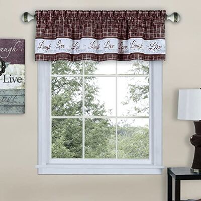 ACHIM Home Furnishings Home Imports Live, Love Laugh zasłona okienna falbana, 142 x 35 cm, bordowa ACHIM Home Furnishings Home Imports Live, Love Laugh zasłona okienna falbana, 142 x 35 cm, bordowa