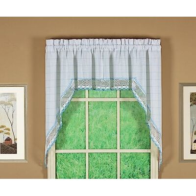 Today's Curtain Adirondack 2-tonowy szydełkowany łupek 96 cm, biały/niebieski, 60 W x 38 L Today's Curtain Adirondack 2-tonowy szydełkowany łupek 96 cm, biały/niebieski, 60 W x 38 L