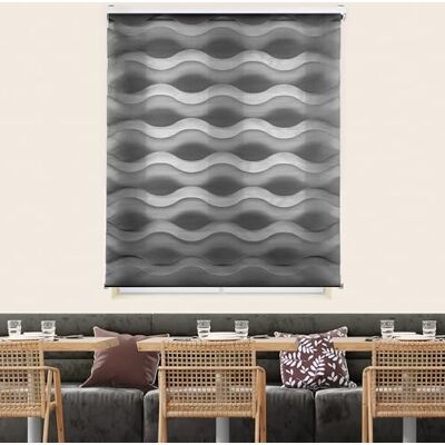Blindecor Lira Roleta dzień i noc, zasłona wewnętrzna, eleganckie zasłony dzień i noc, 140 x 180 cm, Antracytowe Szare Fale Blindecor Lira Roleta dzień i noc, zasłona wewnętrzna, eleganckie zasłony dzień i noc, 140 x 180 cm, Antracytowe Szare Fale