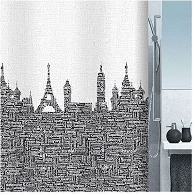 Spirella tekstylna zasłona prysznicowa "Urban" w kolorze czarnym, 120 x 200 Spirella tekstylna zasłona prysznicowa "Urban" w kolorze czarnym, 120 x 200