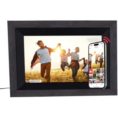 Rollei Smart Frame WiFi 105 w kolorze brązowego drewna. Cyfrowa ramka na zdjęcia 10,1 cala z funkcją WiFi do odtwarzania zdjęć i filmów z dźwiękiem, kolor: drewno czarne Rollei Smart Frame WiFi 105 w kolorze brązowego drewna. Cyfrowa ramka na zdjęcia 10,1 cala z funkcją WiFi do odtwarzania zdjęć i filmów z dźwiękiem, kolor: drewno czarne