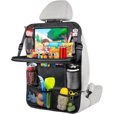 BillyBath Organizer samochodowy dla dzieci, akcesoria do przechowywania wnętrz z tacą, uchwyt na tablet przezroczysty 10 kieszeni, czarny BillyBath Organizer samochodowy dla dzieci, akcesoria do przechowywania wnętrz z tacą, uchwyt na tablet przezroczysty 10 kieszeni, czarny