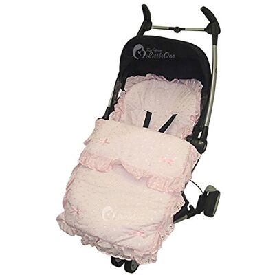 For-Your-Little-One Broderie Anglaise Frilly Footmuff Fit Quinny Zapp Różowy For-Your-Little-One Broderie Anglaise Frilly Footmuff Fit Quinny Zapp Różowy
