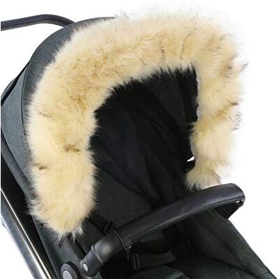 For Your Little One For-Your-Little-One Futro Kaptur Przycinany Wózek Kompatybilny z Tkaczami dla niemowląt, Beżowy For Your Little One For-Your-Little-One Futro Kaptur Przycinany Wózek Kompatybilny z Tkaczami dla niemowląt, Beżowy