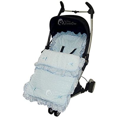 For-Your-Little-One Broderie Anglaise Frilly Footmuff Fit Quinny Zapp niebieski For-Your-Little-One Broderie Anglaise Frilly Footmuff Fit Quinny Zapp niebieski