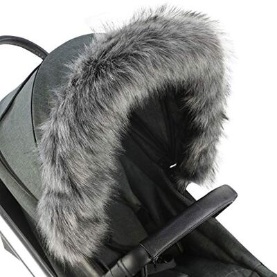For Your Little One For-Your-Little-One Futro Kaptur Wózek Kompatybilny z Hybird, ciemnoszary For Your Little One For-Your-Little-One Futro Kaptur Wózek Kompatybilny z Hybird, ciemnoszary