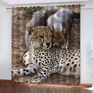 LWXBJX Zasłony zaciemniające do sypialni Gepard zwierzę Oczkami z nadrukiem 3D izolowane termicznie 234 x 230 cm Zasłony zaciemniające 90% do pokoju zabaw dla dzieci chłopców i dziewcząt