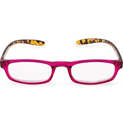 Contacta , Hug, okulary do czytania dla mężczyzn i kobiet, samonastawne okulary na szyję, wydłużone i zakrzywione pręty, kolor malinowy z prętem demi, dioptrii +2,50, opakowanie z etui na okulary, 19 g Contacta , Hug, okulary do czytania dla mężczyzn i kobiet, samonastawne okulary na szyję, wydłużone i zakrzywione pręty, kolor malinowy z prętem demi, dioptrii +2,50, opakowanie z etui na okulary, 19 g