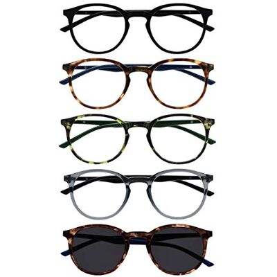 Opulize Model S60-12672 Różne okrągłe okulary do czytania - zestaw 5 szt. Opulize Model S60-12672 Różne okrągłe okulary do czytania - zestaw 5 szt.