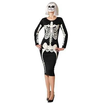 ATOSA Kostium Szkieletu dla dorosłych kobiet Kostium świecący w ciemności Kostiumy na Halloween, karnawał, imprezy tematyczne W zestawie długa sukienka Wygodna, zabawna i oryginalna, M-L ATOSA Kostium Szkieletu dla dorosłych kobiet Kostium świecący w ciemności Kostiumy na Halloween, karnawał, imprezy tematyczne W zestawie długa sukienka Wygodna, zabawna i oryginalna, M-L