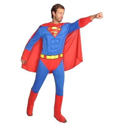 Ciao Superman costume disguise adult official DC Comics (Size L) with padded muscles Ciao Superman costume disguise adult official DC Comics (Size L) with padded muscles