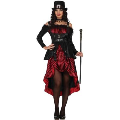 FIESTAS GUIRCA Gotycki kostium dla dorosłych sukienka kostiumy steampunkowe, Halloween i karnawał na imprezę kostiumową idealny dla kobiet czarny i czerwony FIESTAS GUIRCA Gotycki kostium dla dorosłych sukienka kostiumy steampunkowe, Halloween i karnawał na imprezę kostiumową idealny dla kobiet czarny i czerwony