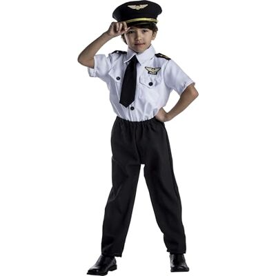 Dress Up America Kostium pilota dla dzieci, strój kapitana linii lotniczych, przebranie na Dzień Kariery dla dzieci Dress Up America Kostium pilota dla dzieci, strój kapitana linii lotniczych, przebranie na Dzień Kariery dla dzieci