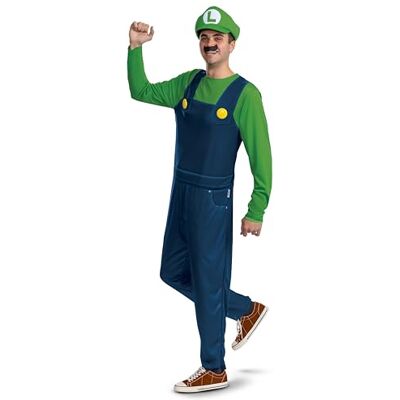Disguise Luigi Kostium dla dorosłych, oficjalny kostium Super Mario Bro Elevated klasyczny, dla dorosłych, rozmiar XS/S Disguise Luigi Kostium dla dorosłych, oficjalny kostium Super Mario Bro Elevated klasyczny, dla dorosłych, rozmiar XS/S