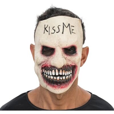 Chaks – przerażająca maska „Kiss Me”, pełna maska lateksowa z gumką, akcesoria kostiumowe na Halloween, karnawał i imprezy tematyczne Chaks – przerażająca maska „Kiss Me”, pełna maska lateksowa z gumką, akcesoria kostiumowe na Halloween, karnawał i imprezy tematyczne