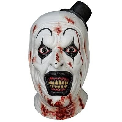 Chaks maska Art the Clown Deluxe, oficjalny dodatek do kostiumu Terrifier, maska lateksowa do cosplayu horrorowego na karnawał i Halloween Chaks maska Art the Clown Deluxe, oficjalny dodatek do kostiumu Terrifier, maska lateksowa do cosplayu horrorowego na karnawał i Halloween