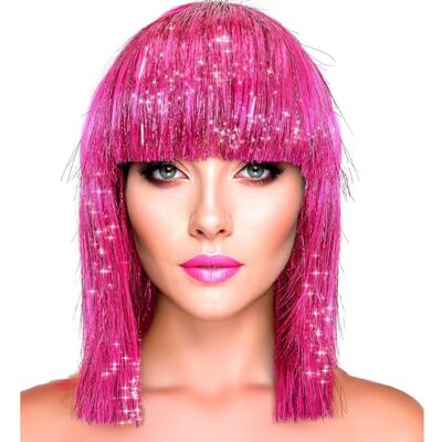 W WIDMANN MILANO Party Fashion – peruka bob z grzywką, brokatowe włosy dla kobiet, dodatek do kostiumu na karnawał i imprezę W WIDMANN MILANO Party Fashion – peruka bob z grzywką, brokatowe włosy dla kobiet, dodatek do kostiumu na karnawał i imprezę