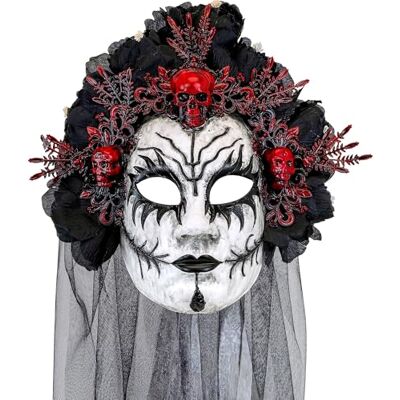 W WIDMANN MILANO Party Fashion – maska Dia de los Muertos, dla dorosłych, królowa umarłych, akcesoria na Dzień Zmarłych W WIDMANN MILANO Party Fashion – maska Dia de los Muertos, dla dorosłych, królowa umarłych, akcesoria na Dzień Zmarłych