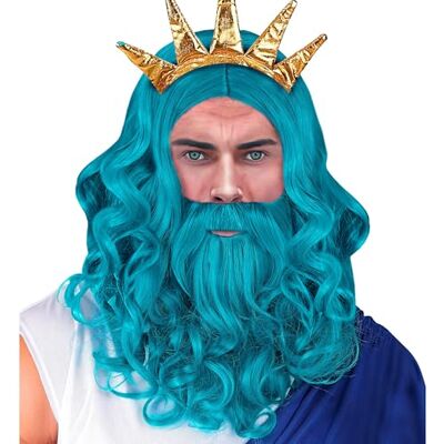 W WIDMANN MILANO Party Fashion – Peruka Poseidon z brodą i wąsami, dodatek do kostiumu na karnawał i imprezę tematyczną W WIDMANN MILANO Party Fashion – Peruka Poseidon z brodą i wąsami, dodatek do kostiumu na karnawał i imprezę tematyczną