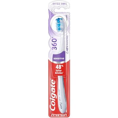 Colgate 360 Sensitive Extra Soft Szczoteczka do Zębów Bardzo Miękka 48% Miękkie Włosie Środek do Czyszczenia Policzków i Języka Colgate 360 Sensitive Extra Soft Szczoteczka do Zębów Bardzo Miękka 48% Miękkie Włosie Środek do Czyszczenia Policzków i Języka