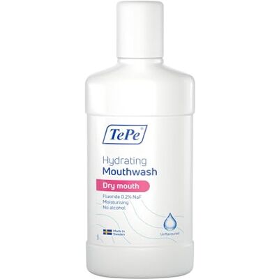TePe Płyn do płukania jamy ustnej Hydrating suche usta, jabłko i mięta pieprzowa, z fluorem, łagodzi dyskomfort suchego jamy ustnej TePe Płyn do płukania jamy ustnej Hydrating suche usta, jabłko i mięta pieprzowa, z fluorem, łagodzi dyskomfort suchego jamy ustnej