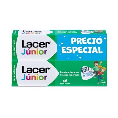 Lacer JUNIOR Żel do zębów Pack 2 x 75 ml Smak Mięta, pasta do zębów dla dzieci od 6 lat zapobiega próchnicy Formuła fluoru plus wapń Pielęgnacja zębów mlecznych Lacer JUNIOR Żel do zębów Pack 2 x 75 ml Smak Mięta, pasta do zębów dla dzieci od 6 lat zapobiega próchnicy Formuła fluoru plus wapń Pielęgnacja zębów mlecznych