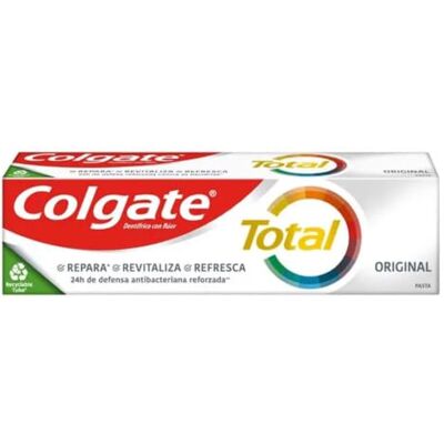 Colgate Całkowita aktywna profilaktyka oryginalna pasta do zębów 75ml Zwalcza główne przyczyny problemów zdrowotnych jamy ustnej Ochrona antybakteryjna 24 godziny Opatentowana technologia. Colgate Całkowita aktywna profilaktyka oryginalna pasta do zębów 75ml Zwalcza główne przyczyny problemów zdrowotnych jamy ustnej Ochrona antybakteryjna 24 godziny Opatentowana technologia.