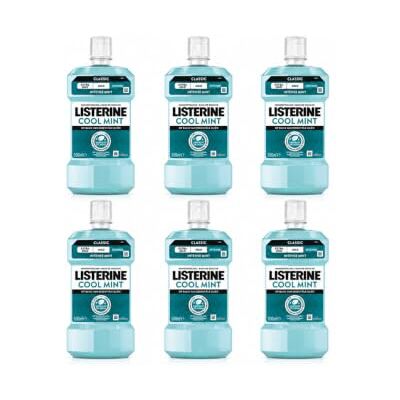Listerine Cool Mint płyn do płukania jamy ustnej, odświeżający płyn do płukania jamy ustnej, który pomaga usuwać bakterie i zapobiegać płytce nazębnej, jest główną przyczyną problemów z dziąsłami, 6 x Listerine Cool Mint płyn do płukania jamy ustnej, odświeżający płyn do płukania jamy ustnej, który pomaga usuwać bakterie i zapobiegać płytce nazębnej, jest główną przyczyną problemów z dziąsłami, 6 x