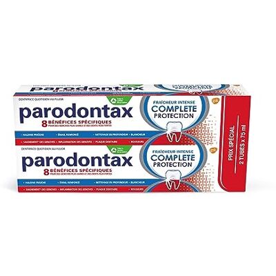 Parodontax Pasta do zębów Kompletna Intensywna Ochrona, 8 Korzyści, Przeciwko Sporadyczne Krwawienie Dziąseł, Format Bitube (2 x 75 ml) Parodontax Pasta do zębów Kompletna Intensywna Ochrona, 8 Korzyści, Przeciwko Sporadyczne Krwawienie Dziąseł, Format Bitube (2 x 75 ml)