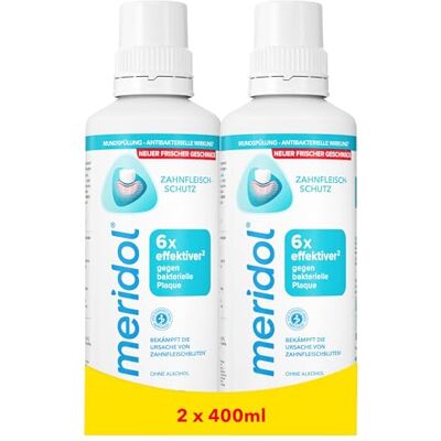 Meridol Płyn do płukania jamy ustnej 2 x 400 ml – efekt antybakteryjny dla zdrowych zębów i dziąseł, bez Meridol Płyn do płukania jamy ustnej 2 x 400 ml – efekt antybakteryjny dla zdrowych zębów i dziąseł, bez