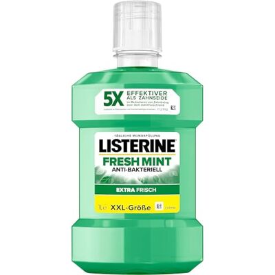 Listerine Fresh Mint 1000 ml, antybakteryjny płyn do płukania jamy ustnej z olejkami eterycznymi, zapewnia świeży oddech, płyn do płukania jamy ustnej, skutecznie redukuje osad nazębny i nieświeży Listerine Fresh Mint 1000 ml, antybakteryjny płyn do płukania jamy ustnej z olejkami eterycznymi, zapewnia świeży oddech, płyn do płukania jamy ustnej, skutecznie redukuje osad nazębny i nieświeży