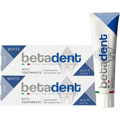 BETADENT 2 x WHITE BIAŁA DO ZĘBANIA Delikatny i nieścierny, przywraca naturalną biel zębów. Świeży oddech, działanie przeciwpłytkowe, przeciw żółciom 2 x 100 ml BETADENT 2 x WHITE BIAŁA DO ZĘBANIA Delikatny i nieścierny, przywraca naturalną biel zębów. Świeży oddech, działanie przeciwpłytkowe, przeciw żółciom 2 x 100 ml
