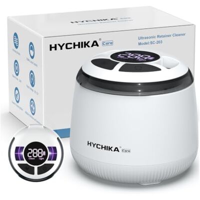 HYCHIKA BETTER TOOLS FOR BETTER LIFE Ultradźwiękowe urządzenie do czyszczenia zębów ze światłem UV-C, wodoszczelne, 48 kHz z timerem, 4 tryby, 200 ml, urządzenie do czyszczenia protez, korektora i ochrony jamy ustnej, białe HYCHIKA BETTER TOOLS FOR BETTER LIFE Ultradźwiękowe urządzenie do czyszczenia zębów ze światłem UV-C, wodoszczelne, 48 kHz z timerem, 4 tryby, 200 ml, urządzenie do czyszczenia protez, korektora i ochrony jamy ustnej, białe