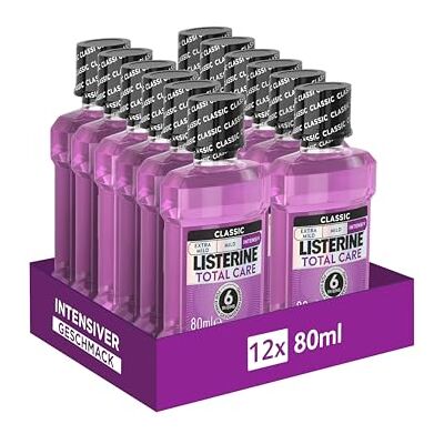 Listerine Total Care ochrona zębów (12 x 80 ml), ochrona przed próchnicą zębów, 6 w 1, pełna ochrona dla silnych zębów Listerine Total Care ochrona zębów (12 x 80 ml), ochrona przed próchnicą zębów, 6 w 1, pełna ochrona dla silnych zębów