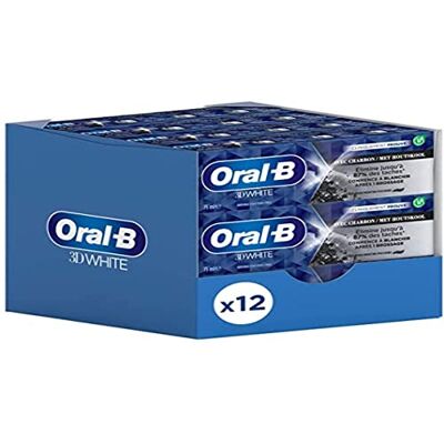 Oral-B Oral B Pasta do zębów 3D White Carbon 12 X75Ml, Usuwa do 87% plam powierzchniowych, aby uzyskać bielsze zęby Oral-B Oral B Pasta do zębów 3D White Carbon 12 X75Ml, Usuwa do 87% plam powierzchniowych, aby uzyskać bielsze zęby