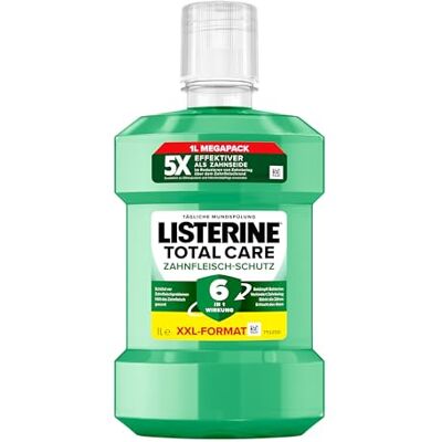 Listerine Total Care ochrona dziąseł 1000 ml, ochronny płyn do płukania jamy ustnej przeciwko problemom z dziąsłami o działaniu 6 w 1, antybakteryjny płyn do płukania jamy ustnej wzmacnia zęby, świeży Listerine Total Care ochrona dziąseł 1000 ml, ochronny płyn do płukania jamy ustnej przeciwko problemom z dziąsłami o działaniu 6 w 1, antybakteryjny płyn do płukania jamy ustnej wzmacnia zęby, świeży
