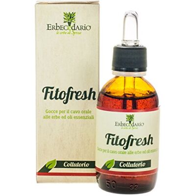 Erbecedario Fitofresh naturalny płyn do płukania jamy ustnej, na nieświeży oddech, zaczerwienione dziąsła, przydatne dla dobrego samopoczucia gardła, 1 butelka 50 ml Erbecedario Fitofresh naturalny płyn do płukania jamy ustnej, na nieświeży oddech, zaczerwienione dziąsła, przydatne dla dobrego samopoczucia gardła, 1 butelka 50 ml