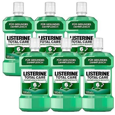 Listerine Total Care ochrona dziąseł 6 x 500 ml, ochronny płyn do płukania jamy ustnej przeciwko problemom z dziąsłami o działaniu 6 w 1, antybakteryjny płyn do płukania jamy ustnej wzmacnia zęby Listerine Total Care ochrona dziąseł 6 x 500 ml, ochronny płyn do płukania jamy ustnej przeciwko problemom z dziąsłami o działaniu 6 w 1, antybakteryjny płyn do płukania jamy ustnej wzmacnia zęby